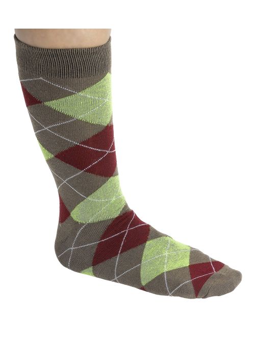 Debra Weitzner Mens Dress Socks With Bright Argyle Patterns - Cotton - Assorted Colors - Crew Length - Pack of 12 Pairs