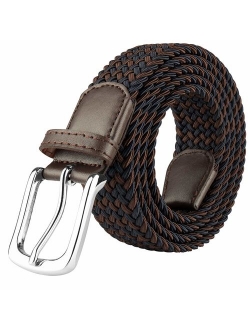 Men's Fabric Elastic Braided Belt, Stretch Woven Belt in Gift Box