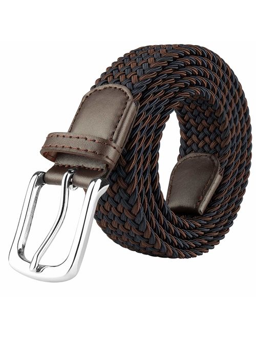 JUKMO Men's Fabric Elastic Braided Belt, Stretch Woven Belt in Gift Box