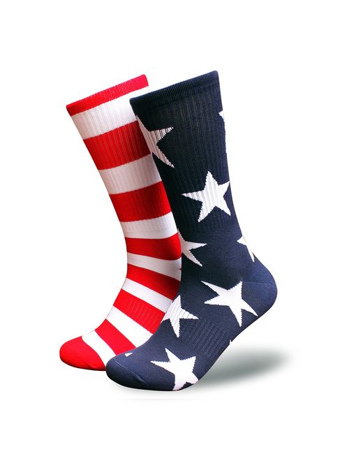 American Flag Socks for Men or Women, Patriotic USA Freedom High Socks, Premium