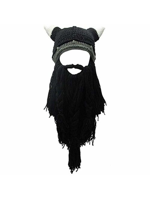 Creative Original Barbarian Knit Beard Hat Wig Beanie Hat Funny Knit Hat Beard Facemask