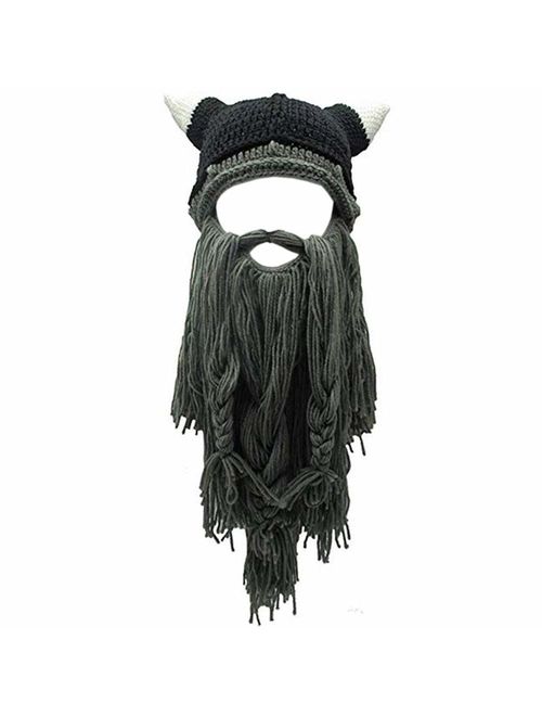 Creative Original Barbarian Knit Beard Hat Wig Beanie Hat Funny Knit Hat Beard Facemask