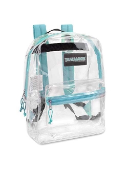 Trail maker Clear Backpack With Reinforced Straps & Front Accessory Pocket - Perfect for School, Security, & Sporting Events