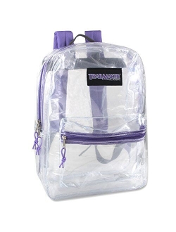 Trail maker Clear Backpack With Reinforced Straps & Front Accessory Pocket - Perfect for School, Security, & Sporting Events