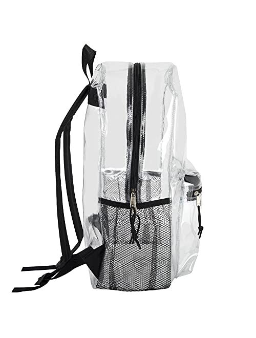 Trail maker Clear Backpack With Reinforced Straps & Front Accessory Pocket - Perfect for School, Security, & Sporting Events