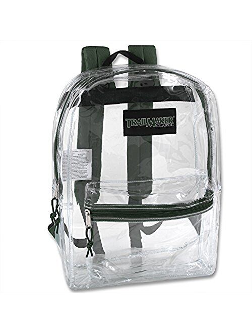 Trail maker Clear Backpack With Reinforced Straps & Front Accessory Pocket - Perfect for School, Security, & Sporting Events