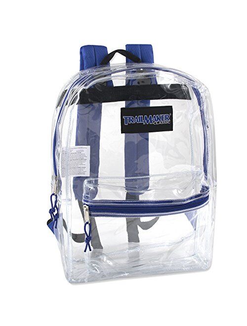 Trail maker Clear Backpack With Reinforced Straps & Front Accessory Pocket - Perfect for School, Security, & Sporting Events