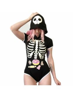 Adult Baby Diaper Lover (ABDL) Button Crotch Onesie - Sweet Reaper Night-Glow Halloween