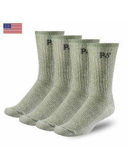 PEOPLE SOCKS Men's Women's Merino wool crew socks 4 pairs 71% premium with Arch support Made in USA