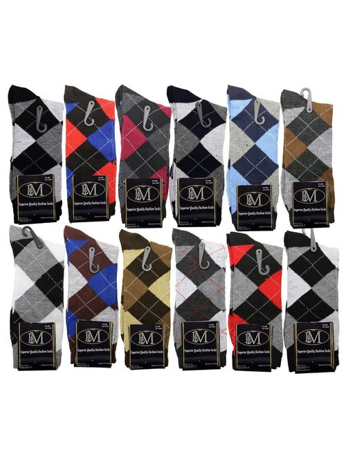 L&M Mens Cotton Dress Socks (12 Pack)