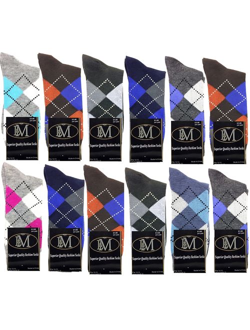 L&M Mens Cotton Dress Socks (12 Pack)