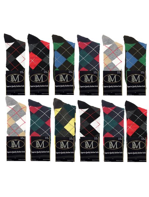 L&M Mens Cotton Dress Socks (12 Pack)