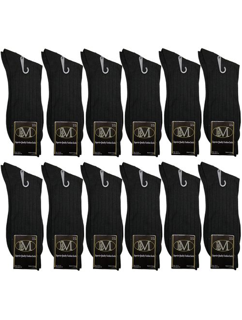 L&M Mens Cotton Dress Socks (12 Pack)