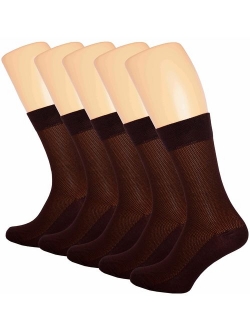 RONDO 5-Pack Men's ultra Thin Breathable Cotton Dress Socks Black Brown Navy Grey