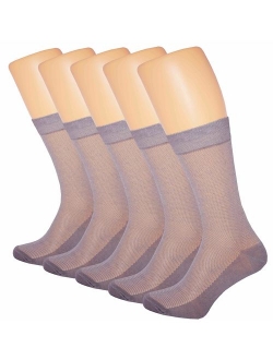 RONDO 5-Pack Men's ultra Thin Breathable Cotton Dress Socks Black Brown Navy Grey