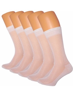 RONDO 5-Pack Men's ultra Thin Breathable Cotton Dress Socks Black Brown Navy Grey