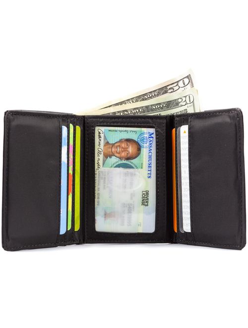 Big Skinny Men's Tri-Fold Leather Slim Wallet, Holds Up to 25 Cards