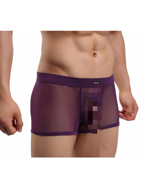 Men's Underwear Sexy Mesh Breathable Boxer Briefs Low Rise Cool Boxers Pack Set