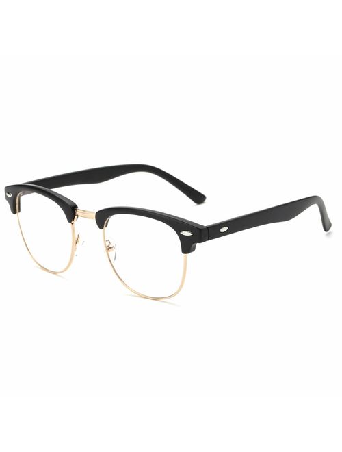 Pro Acme Vintage Inspired Semi-Rimless Clear Lens Glasses Frame