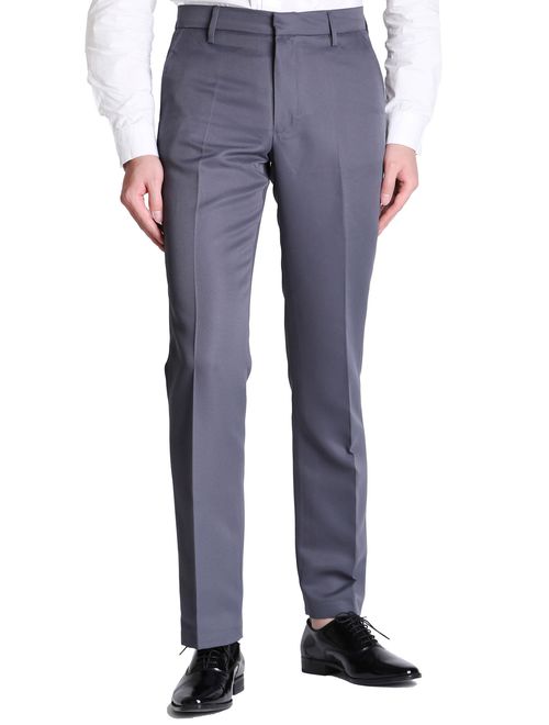 VERO VIVA Men's Straight Leg Fit Flat Front Dress Pants Business Casual Trousers