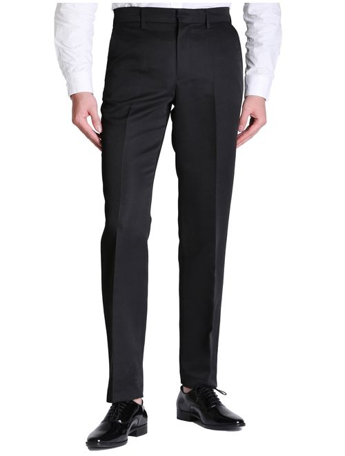 VERO VIVA Men's Straight Leg Fit Flat Front Dress Pants Business Casual Trousers