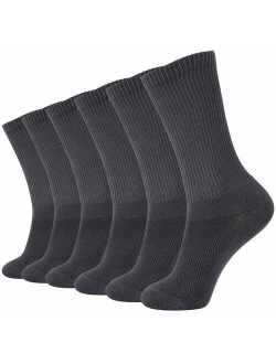 +MD 6 Pack Soft Mens and Womens Bamboo Crew Socks Smell Control Cushioned Dress Casual Socks