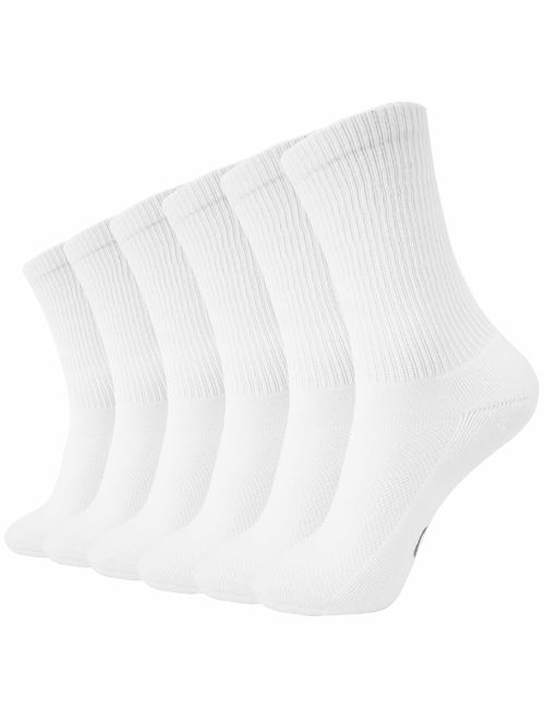 +MD 6 Pack Soft Mens and Womens Bamboo Crew Socks Smell Control Cushioned Dress Casual Socks