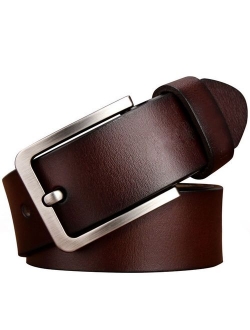 JingHao Belts for Men Genuine Leather Belt for Jeans Dress Black Brown Regular Big and Tall Size 28