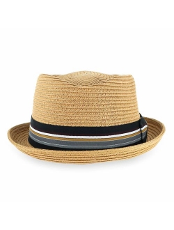 Belfry Men/Women Summer Straw Pork Pie Trilby Fedora Hat in Blue, Tan, Black