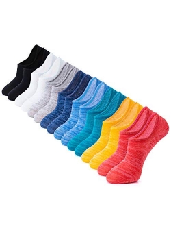 IDEGG No Show Socks Low Cut Cotton Casual Anti-slid Athletic Socks with Non Slip Grip for Men and Women