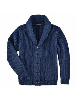 VOBOOM Men's Knitwear Button Down Shawl Collar Cardigan Sweater with Pockets
