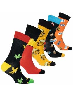 Socks n Socks-Mens 5pair Luxury Colorful Cotton Fun Novelty Dress Socks Gift Box