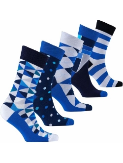 Socks n Socks-Mens 5pair Luxury Colorful Cotton Fun Novelty Dress Socks Gift Box