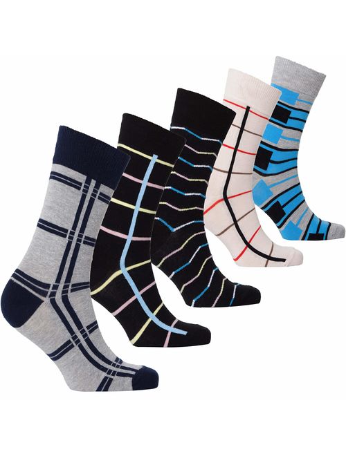 Socks n Socks-Mens 5pair Luxury Colorful Cotton Fun Novelty Dress Socks Gift Box