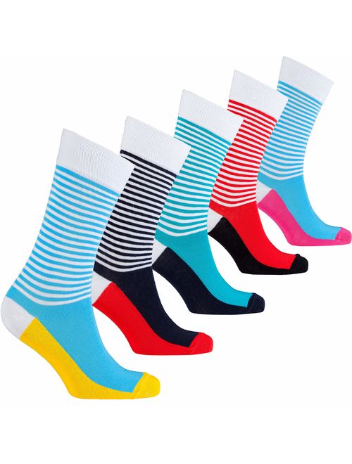 Socks n Socks-Mens 5pair Luxury Colorful Cotton Fun Novelty Dress Socks Gift Box