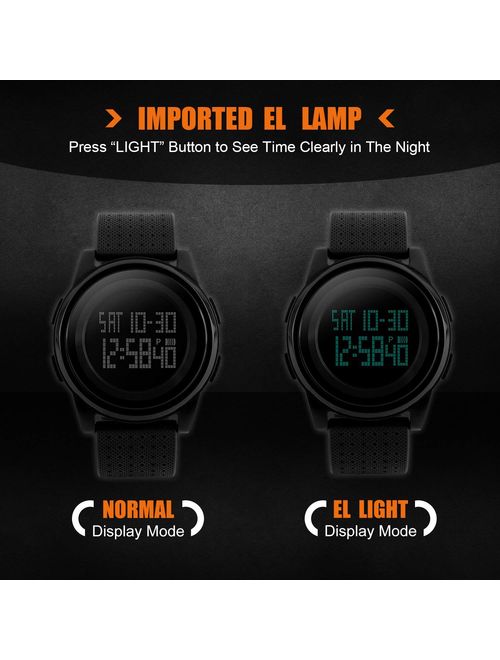 MJSCPHBJK Men's Digital Sports Watch LED Screen Electronic Military Waterproof Watches for Outdoor Running with Stopwatch LED Screen