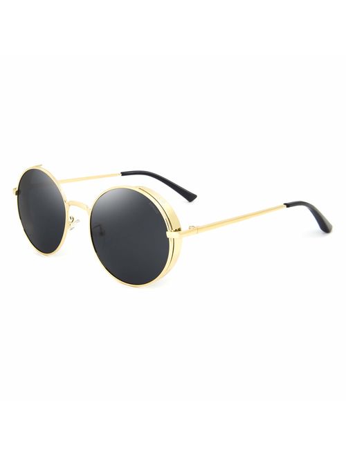 Ronsou Lennon Style Vintage Round Polarized Sunglasses Eyewear with Mirrored or Plain Lens