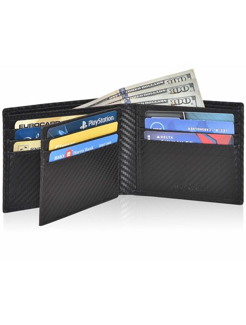 Genuine Leather Bifold Wallets for Men- RFID Blocking Secure Slim mens wallet travel credit card ID window