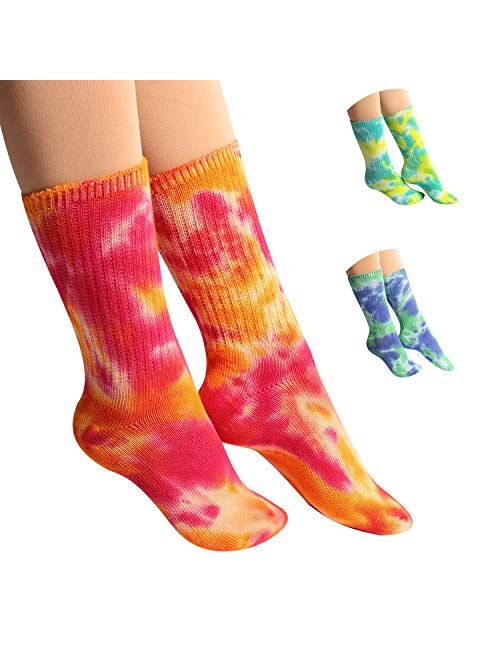 DREAM SLIM - A Collection of Funny Novelty Fashion Colorful Cool Crazy Skateboard Tie Dye Crew Dress Socks 5 Pack/6 Pack