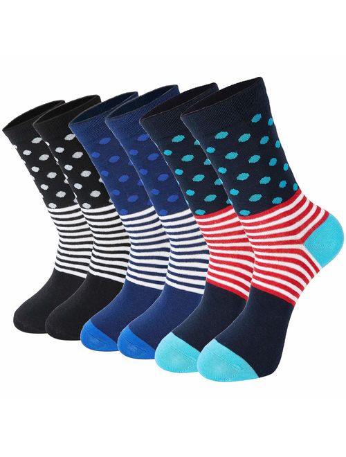 Men's Colorful Funky Patterned Cotton Dress Socks - Cozy Funny Breathable Casual Socks For Men