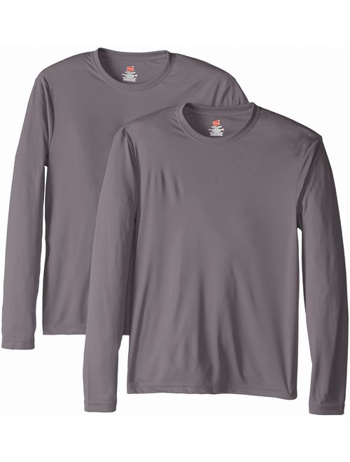 Hanes Men's Long Sleeve Cool Crew Neck T-Shirt UPF 50+ (Pack of 2)