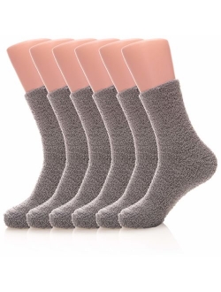 Men's 6 pairs Solid Color Super Soft Cozy Fuzzy Winter Warm Crew Socks