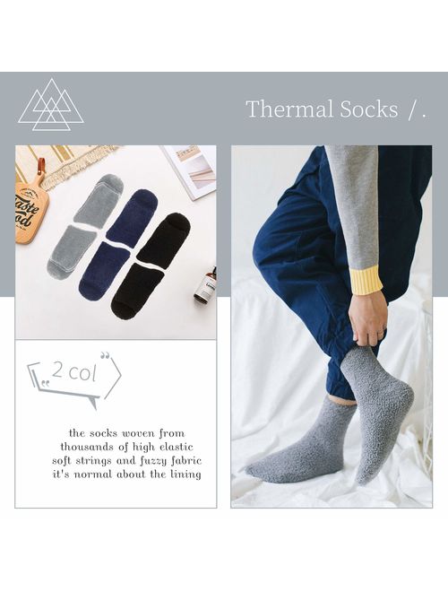 Men's 6 pairs Solid Color Super Soft Cozy Fuzzy Winter Warm Crew Socks