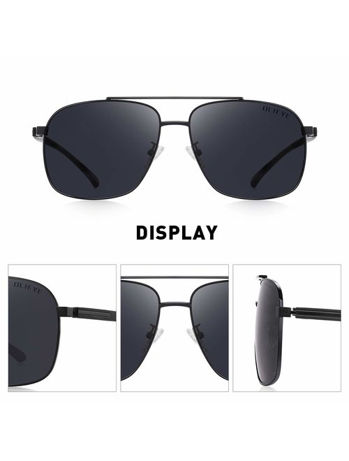 OLIEYE Men HD Polarized Driving Sunglasses for Men-Classic Square Sunglasses