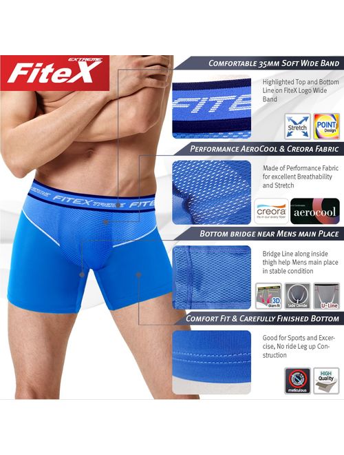 FITEXTREME Mens Breathable Performance Stretch Boxer Briefs 3 to 5 Pack