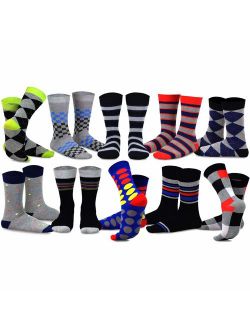 TeeHee Men's Fun and Fashion Cotton Crew Socks 10-Pack