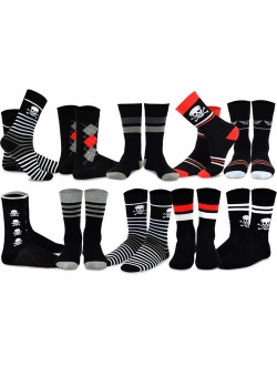 TeeHee Men's Fun and Fashion Cotton Crew Socks 10-Pack