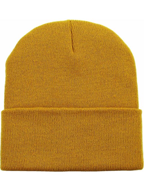 Thick and Warm Mens Daily Cuffed Beanie OR Slouchy Made in USA for USA Knit HAT Cap Womens Kids