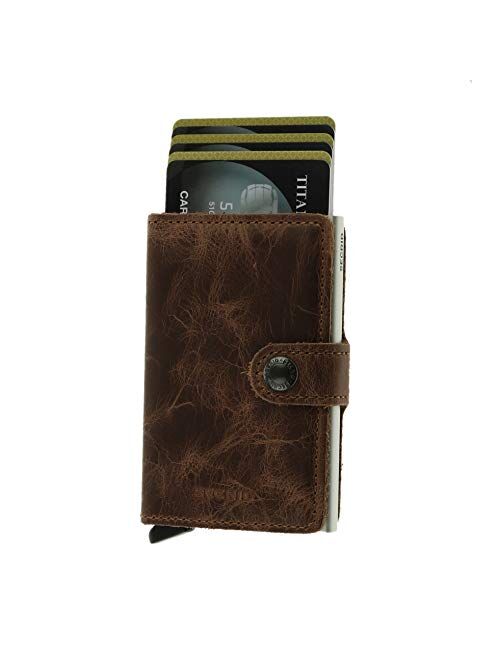 Secrid Men Mini Wallet Genuine Leather Vintage black RFID Safe Card Case max 12 cards