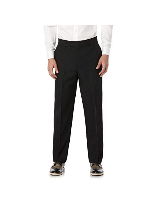 Savane Men's Big and Tall Flat Front Stretch Crosshatch Dress Pant